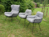 Freifrau - 2er Set Stuhl Leyasol High Stoff Lopi Cloud Drahtgestell ME001 Schwarz Mit Kunststoffgleitern - 6