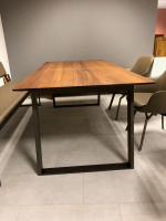Wimmer - Essgruppe Terso Esstisch Nussbaum Rustikal Massiv 3 Stuhlsessel 1 Bank Leder Colorado Pistazie - 9