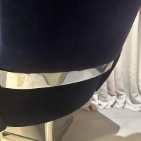 De Sede - Sessel Lomo Stoff Samt Dunkelblau Gestell Verchromt Inklusive Hocker - 7
