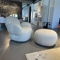 Freifrau - Sessel Nana Love Seat Stoff Nimbus 006 Bebris Beige Füße Kunststoff Inklusive Hocker - 6