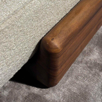 Rivo - Bett Sospiro Stoff Bouclé Ecrú Beige Fuß Nussbaum Inklusive Lattenrost Ohne Matratzen - 3