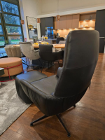 KFF - Sessel Faye Casual Lounge Leder Sauvage 8105 Schwarz Gestell Metall Schwarz M02 Mit Kunststoffgleitern Inklusive Hocker - 10