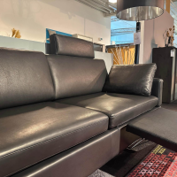 Brühl - Sofa Alba System 0 Leder Pearl 5707 10 Schwarz Winkelfüße Metall Verchromt Inklusive Fußstütze - 2