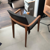 Conde House - Stuhl Challenge 2911 Leder Schwarz Gestell Nussbaum Massiv - 3