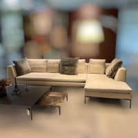 B&B Italia - Ecksofa Charles Stoff Salemi Beige Füße Aluminiumguss Schwarz Verchromt inkl. Dekokissen - 2