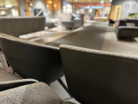 Wimmer - 6er Set Armlehnstuhl Wood Innen Stoff Q2 Curl 807 Außen Leder Colorado Anthrazit Gestell Metall Schwarzgrau - 4