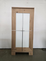 Scholtissek - Schrank Varus Schmal Korpus Knorrige Eiche Puro Geölt Front Glas 9010 Weiß Matt - 5