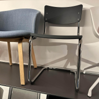 Thonet - Freischwinger Stuhl S43 Sitz Und Rücken Strukturlack Matt Anthrazit Gestell Stahl Hochglanz Verchromt - 3