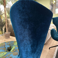 Bretz - Drehsessel Coco Island Hoch In Stoff 61 9426 Velours Enzianblau Blau Und Sitzkissen Stoff 67 3832 Arabesk Türkis - 7