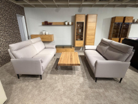 Carina - 2er Set Sofa Jano Leder C Soft Line Light Grey Grau Füße Metall Schwarz Matt - 3