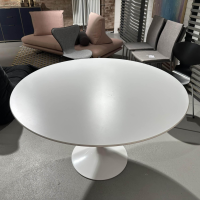Knoll International - Esstisch Saarinen 1957 Platte Laminat Weiß Säulenfuß Aluminium Weiß Lackiert - 3