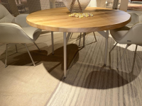 himolla - Esstisch 1474 Dining Rund Platte Wildeiche Bianco Geölt Gestell Metall Beige - 6