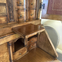 Colombo Style - Sekretär Nussbaum Wurzel Massiv Mit Ledereinlagen - 5