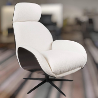 IP Design - Trinity Sessel Holzschale Schwarz Gebeizt Stoff Queen BW1775-171 Beige Weiß - 4
