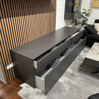 Loddenkemper - Wohnwand Minos 9806 Lack Schiefergrau Matt Absetzung Balkeneiche - 4