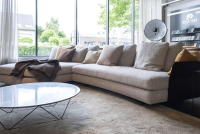 Walter Knoll - Ecksofa Tama Stoff Namib Oryx Beige Armlehne Leder Coffee Schwarz Füße Nussbaum Geölt Inkl. Beistelltisch Leder Coffee Schwarz Gestell Bronze - 9