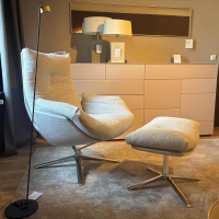 COR - Sessel Cordia Lounge Stoff 8300 Lichtgrau Grau Gestell Aluminium Poliert Inkl. Hocker - 4