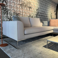 COR - Ecksofa Mell Lounge 48213 Stoff 10064 Chalk Grau Metallgestell Verchromt Inklusive Kissen - 4