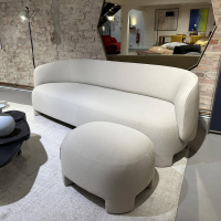 Ligne Roset - Sofa Taru Stoff Vidar Silice Beige Gestell Stahlrohr Inklusive Hocker - 4