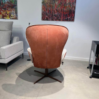 Jori - Relaxsessel Daydreamer Innen Stoff Mumble C0026 Beige Außen Leder Nubuk Rosso Braun Orange Drehgestell Metall Oxid Rot - 6