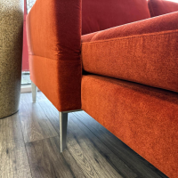 Gehlenborg Sitzmöbel - Ecksofa Living Rohleder Stoff Cloud 18 Velours Brilliant Rot Gestell Aluminium Gebürstet Mit Klappbarer Armlehne - 3