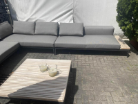 Gloster - Gartengruppe Grid Stoff Cameron Granite Grau Gestell Aluminium Meteor Schwarz Pulverbeschichtet Mit Ablage Und Couchtisch - 8