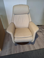 Stressless - Sessel Sam Wood Disc Leder Paloma 37 Fog Beige Holz Walnuss Motorische Verstellung - 3