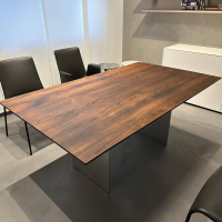 Draenert - Esstisch Atlas Platte Naturholz Amerikanischer Nussbaum Gestell Metall - 9