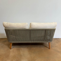 Tribù - Outdoor Sofa Mood Sitzkissen Stoff Natural Beige Gestell Teakholz Rückenlehne Geflecht Moss Grün Grau - 5