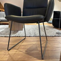 KFF - 6er Set Stuhl Leder Rawhide Black 356 Schwarz Grau Gestell Struktur Anthrazit M23 - 3