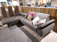 Global - Ecksofa Gotera Stoff Twice Dark Grey Grau Füße Chrom Glänzend Mit Teilmotorischer Schlaffunktion - 3