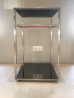 Christine Kröncke - Cameo Konsole Parsolglas Hinterlackiert Rot Schwarz Gestell Edelstahl Matt - 5