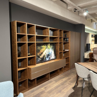 Anrei - Wohnwand Puro Holz Ast Nussbaum Natur Geölt Fronten Glas Matt Bronze - 5