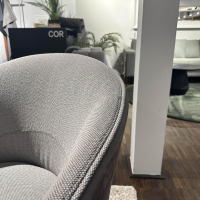 COR - Sessel Roc Innen Stoff 12029 Rauchgrau Außen Leder Puro 683 Taupe Grau Drehteller Metall - 5
