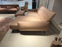himolla - Ecksofa Tangram 9660 Leder 24 Longlife Mousse Beige Braun Gestell Metall Anthrazit Inklusive Hocker Und Verstellung - 4