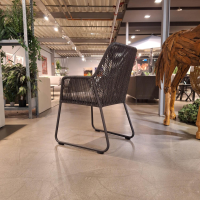 Sit Mobilia - Set of 4 armchairs Allanis Cover fabric Copacabana White Grey 165 Grey Sled base aluminum anthracite - 8