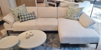 Rom - Ecksofa Wave Stoff Wandoo Naturelle Beige Füße Schwarz Lackiert - 4