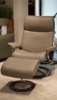 Stressless - Sessel Aura L Leder Paloma 10 Silver Grey Grau Gestell Signature Grau 08 Inklusive Hocker - 2