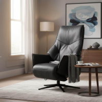 himolla - Sessel 7937 S Lounger Leder 35 Mariposa Mountain Schwarz Sternfuß Metall Anthrazit Mit Motorischer Verstellung - 7