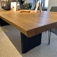 Team 7 - Esstisch Platte Eiche Urig Gebürstet Geölt Gestell Metallwange Schwarz Brüniert Inklusive Topfuntersetzer - 2