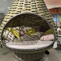 DEDON - Hanging Lounger Nestrest Dedon Geflecht Olivegrün Grün Braun Gestell Aluminium Black Pepper Schwarz Pulverbeschichtet Ohne Dekokissen - 5