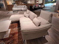 Steinpol - Ecksofa Murcia Stoff Space Natur Metallfuß Schwarz mit motorischer Fußauflage - 3