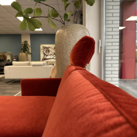 Gehlenborg Sitzmöbel - Ecksofa Living Rohleder Stoff Cloud 18 Velours Brilliant Rot Gestell Aluminium Gebürstet Mit Klappbarer Armlehne - 6