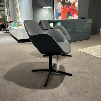 Walter Knoll - 2er Set Stühle Sheru Leder Congress 1441 Basalt Grau Außen Schwarz Gestell Matt Schwarz Pulverbeschichtet - 2