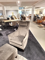 Bielefelder Werkstätten - Sessel Saloni Stoff Amica BW1731-323 Beige Grau mit Hocker - 2