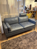 Brühl - Sofa Alba 2,5-Sitzer Leder Lama 95 Grau Winkelfuß Schwarz mit 2 Kissen - 6