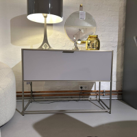 Ligne Roset - Konsole Dita Korpus Holz Lack Gris Platine Grau Gestell Metall Bronzeeloxiert - 2