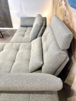 Contur - Ecksofa Comodo Stoff Q2 Rustico Azuro Grau Füße Metall Anthrazit Inklusive Lendenkissen - 3