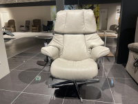 Stressless - Sessel Reno M R Leder 091 Cori Silver Cloud 25 Grau Creme Gestell Cross Chrom - 4