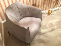 Poltrona Frau - Sessel Archibald Leder Century Talco Grau Gestell Verchromt - 8